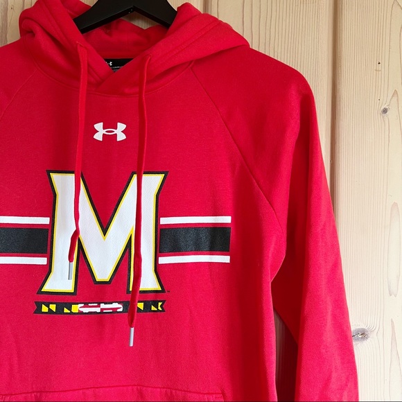 NWOT Maryland Under Armour Hoodie Red Pullover Sweatshirt Size S - Picture 2 of 5